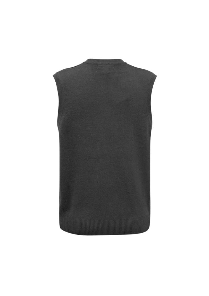 Men's Charcoal Marle Woolmix Vest in XS, combining 50% wool and 50% acrylic for warmth and breathability. Ideal for layering.