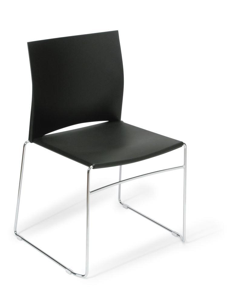 Sleek black Chrome Frame Chair with durable polypropylene seat and sturdy chrome frame, perfect for modern spaces.