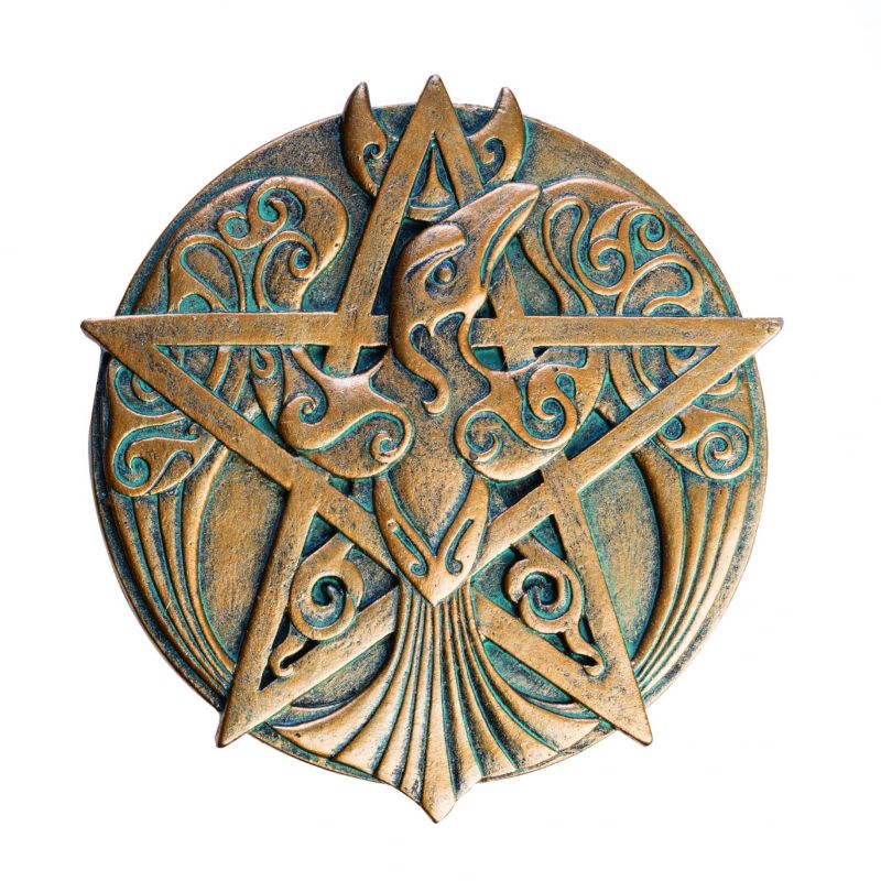 Antique gold pentacle trinket box with intricate design, perfect for storing jewelry and magical keepsakes.