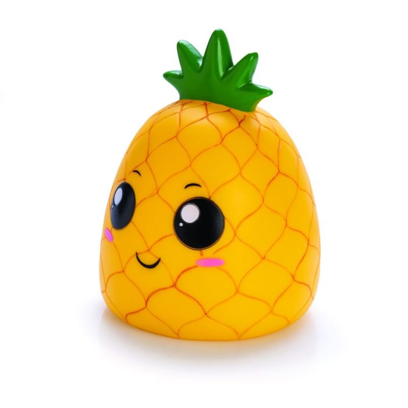 Adorable pineapple table lamp providing a warm glow, perfect for kids' rooms and bedtime stories. Safety-focused LED design.