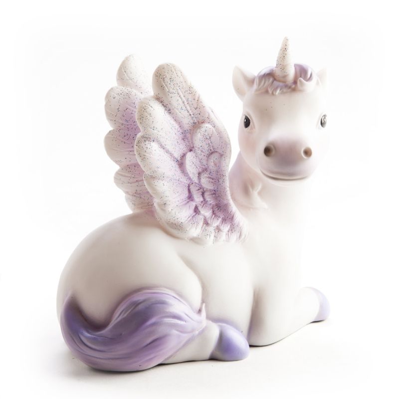 Unicorn-shaped table lamp (19cm) with soft glow, perfect for children's rooms, featuring safety-focused LED design.