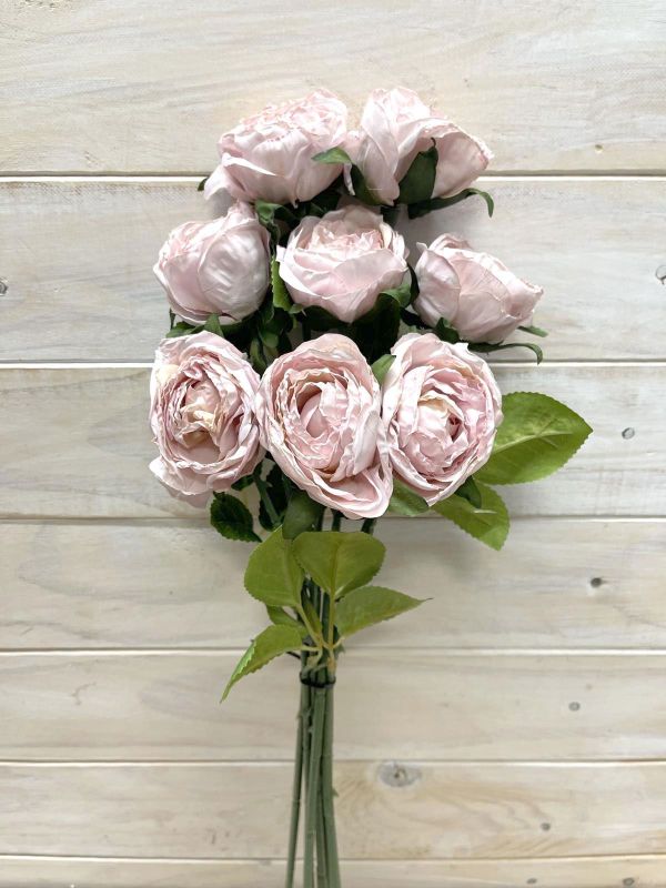 Artificial pink rose stem bundle with a dry look, perfect for elegant home decor and special events, hassle-free and lasting beauty.