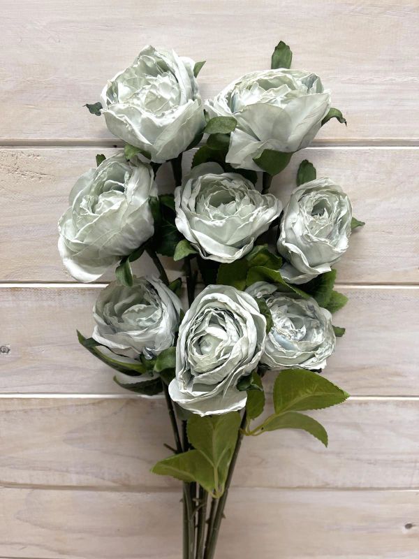 Stunning teal artificial rose stem bundle with a dry look, perfect for elegant home decor and lasting arrangements.