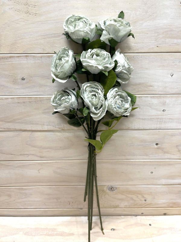 Artificial teal rose stem bundle, featuring high-quality faux roses with a dry look, perfect for elegant home decor and arrangements.