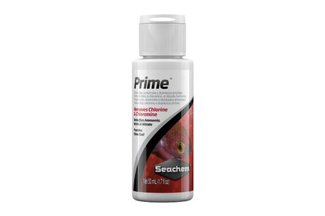 Seachem Prime 50ml water conditioner for aquariums, removes harmful substances and promotes a safe aquatic environment.