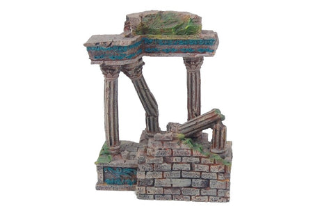 Aquarium ornament featuring detailed Roman ruins, 13cm tall, perfect for enhancing aquatic environments and providing hiding spots.