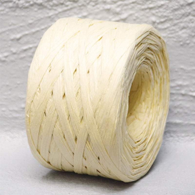 Eco-friendly 4mm Paper Raffia in straw color, 100m length for versatile crafting, gift wrapping, and floral arrangements.