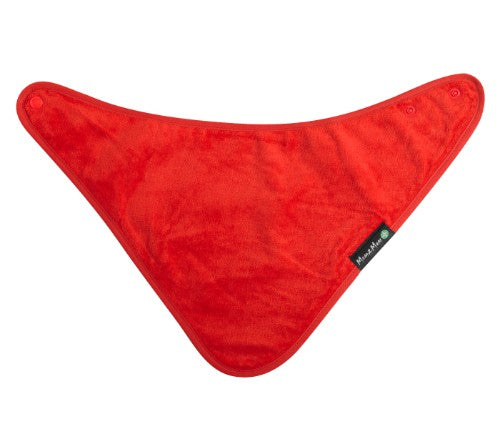 Vibrant red youth bandana made from cotton, featuring stain resistance and adjustable fit for active kids' adventures.