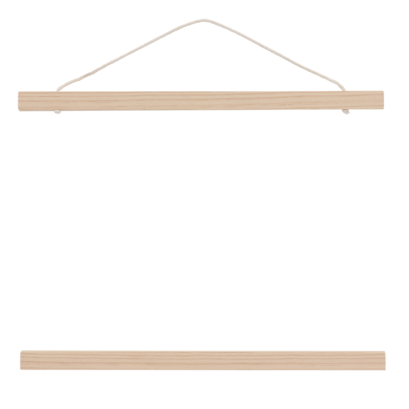 Magnetic poster hangers in a minimalist design, made from FSC wood, ideal for displaying artwork with ease. Set of 2.