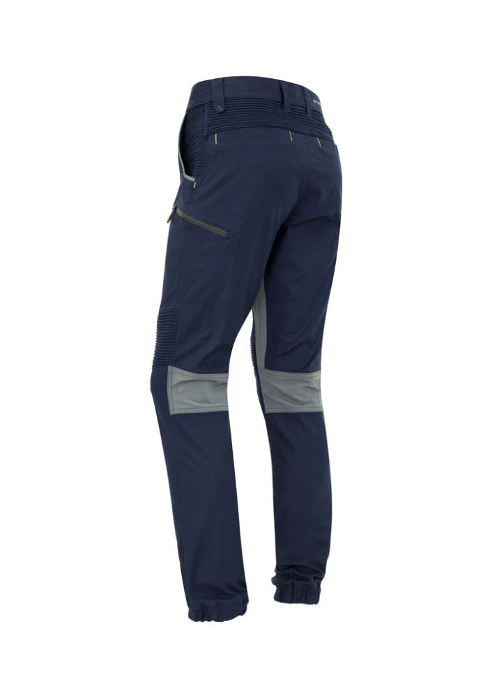 Syzmik Men's Navy Streetworx Stretch Pants featuring durable fabric, four-way stretch, and functional pockets for comfort and style.