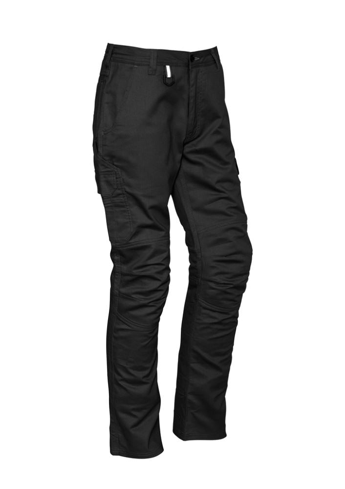 Men's rugged cooling cargo pant in stout black, made from durable cotton ripstop with 10 pockets for outdoor functionality.