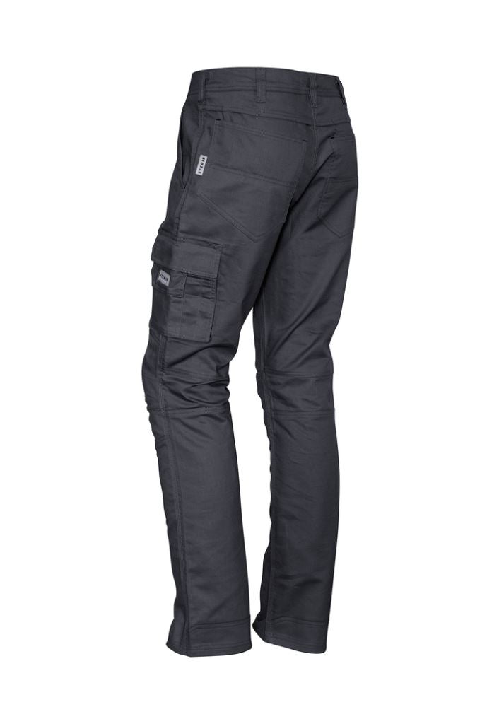 Men's Rugged Cooling Cargo Pants in Stout Charcoal with breathable fabric, stretch, and 10 pockets for utility in work settings.