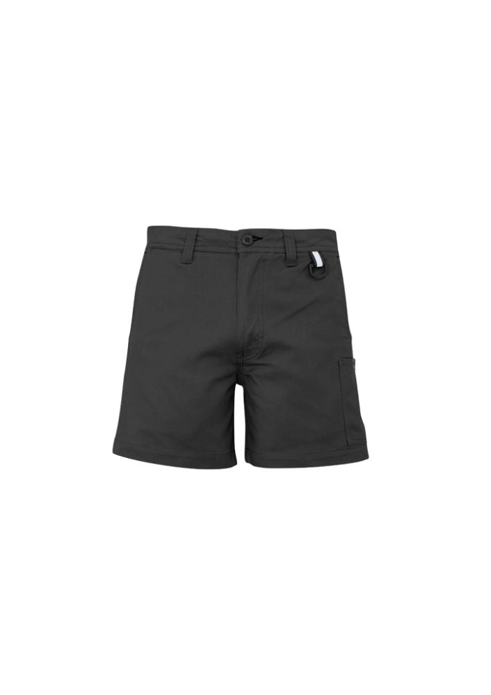 Mens Rugged Cooling Short in Charcoal, lightweight cotton ripstop, mobile pocket, and reinforced back pockets for outdoor adventures.