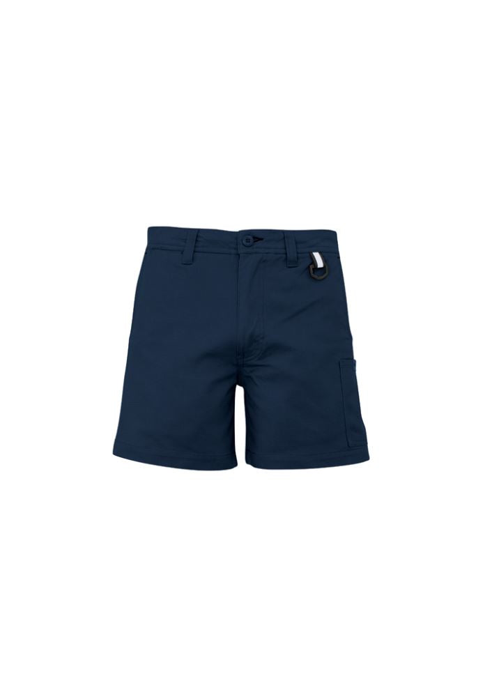 Men's Rugged Cooling Short in Navy, made from durable cotton ripstop with a mobile pocket and Cordura® reinforcements for added strength.