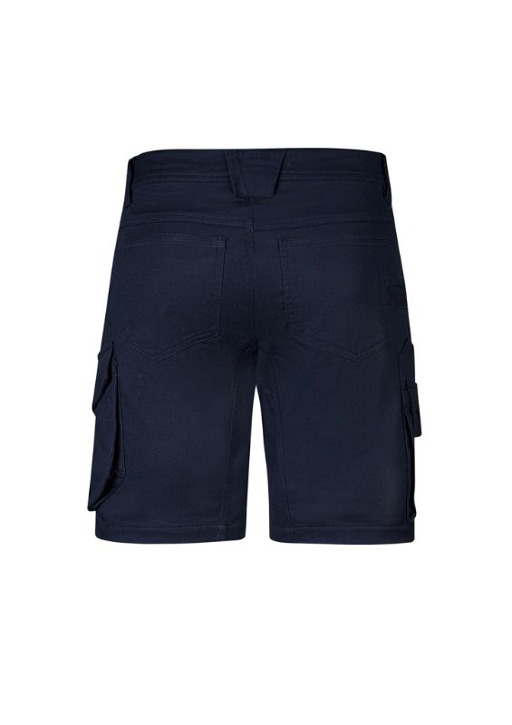 Navy men's stretch shorts by Syzmik featuring ripstop fabric, multiple pockets, and a modern fit for durability and comfort.