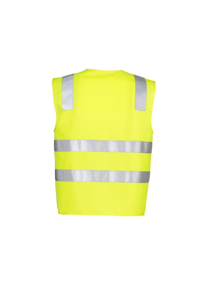 Unisex yellow Hi-Vis vest in 3XL, made from durable polyester, features reflective tape and quick release fastening for safety.