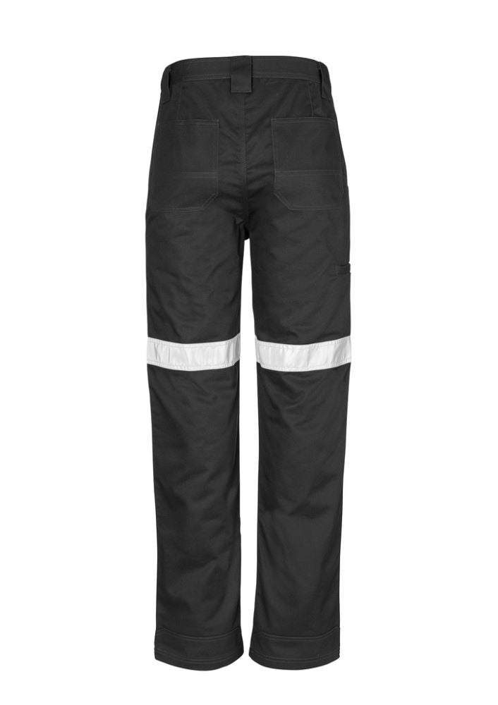 Men's Taped Utility Pants in black, featuring durable cotton twill, reflective tape, and reinforced patches for enhanced workwear functionality.