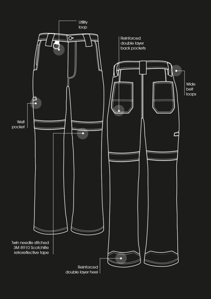 Syzmik Men's Taped Utility Pant in Stout Navy: durable 100% cotton with reflective tape and reinforced pockets, ideal for work.