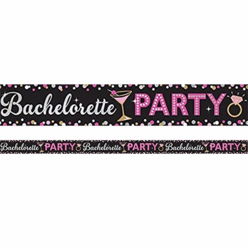Colorful 7.6m x 13cm foil banner for bachelorette parties, perfect for enhancing celebrations and photo backdrops.