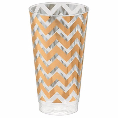Elegant rose gold chevron tumblers, 473ml, pack of 16, perfect for upscale events and easy cleanup.