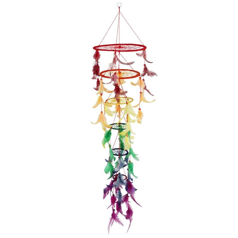 Colorful 3D Chakra dreamcatcher, 12cm, featuring vibrant tiers for each chakra, promoting balance and tranquility in any space.