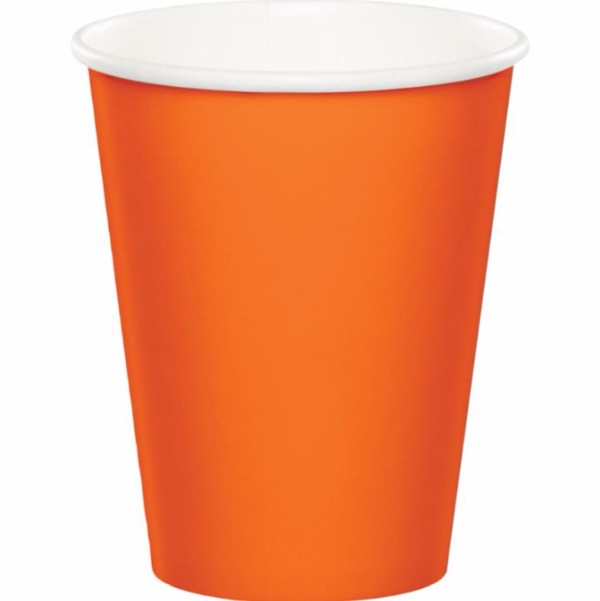 Sunkissed Orange Cups Paper 266ml - Pack of 24