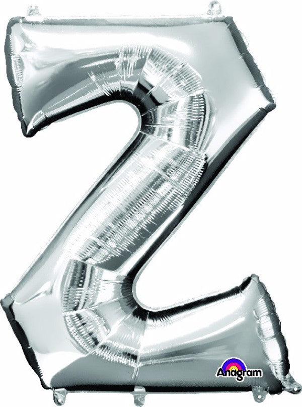 Elegant 83cm silver Letter Z helium saver balloon, perfect for special occasions and versatile decoration.