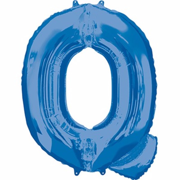 Vibrant blue Letter Q balloon, 86cm, perfect for celebrations, self-sealing, helium or air-filled, eye-catching decor.