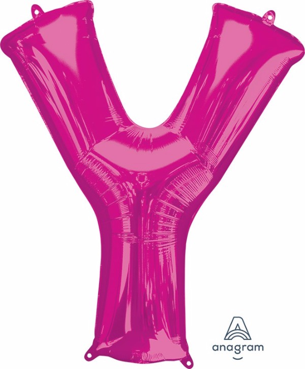 Bright pink 86cm Letter Y helium saver balloon, perfect for celebrations and decorations, self-sealing for easy use.
