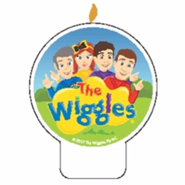 Vibrant 8cm x 7cm Wiggles Group Candle with colorful designs, perfect for fans, creating a joyful ambiance.