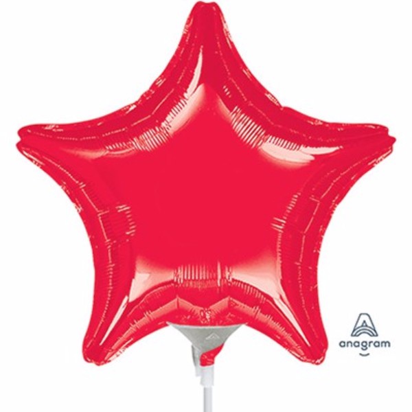 22cm flat red star foil balloon, perfect for celebrations and decor, shines with vibrant color for birthdays and events.