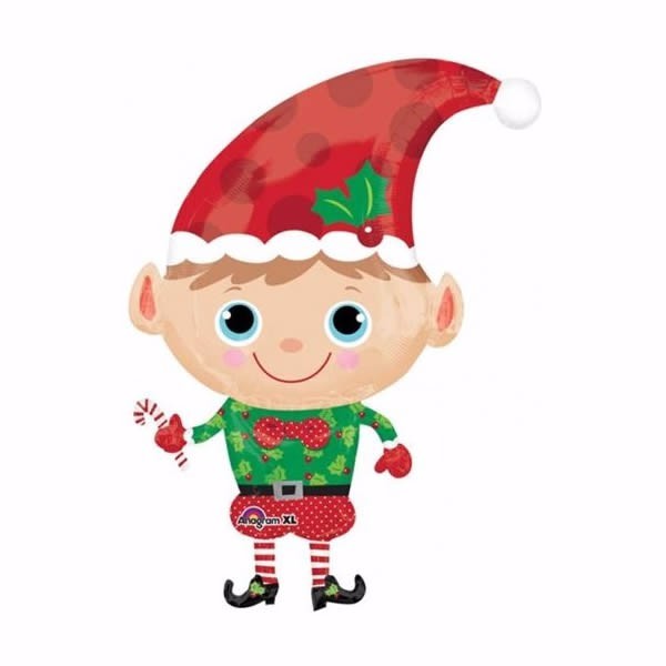 Whimsical 66cm x 91cm Christmas Elf foil balloon, perfect for festive decorations and celebrations.