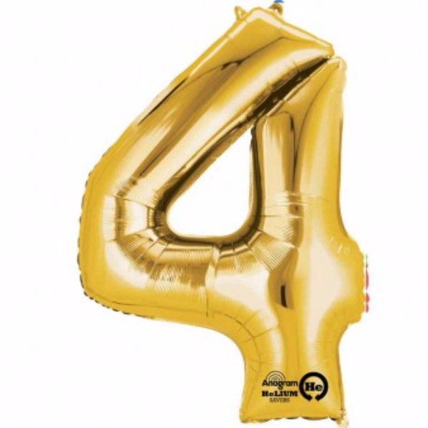 Number Four Gold Megaloon 40cm Foil Balloon