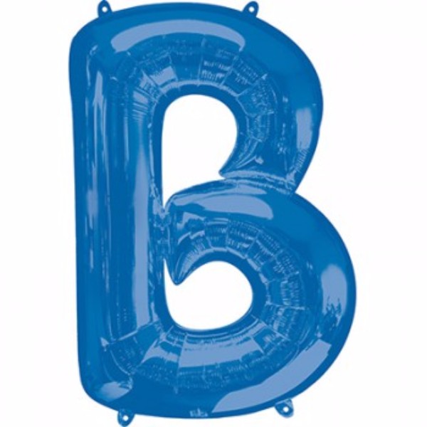 Blue 86cm Letter B helium saver balloon, ideal for celebrations, self-sealing, versatile for air or helium, perfect centerpiece.