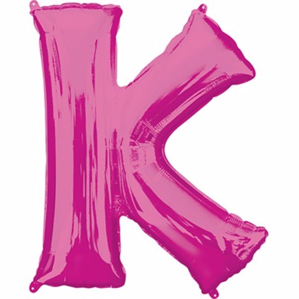 Vibrant Pink Letter K Balloon, 86cm, self-sealing, perfect for stylish celebrations and decor displays.