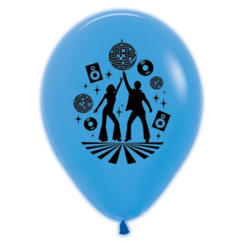 Bright blue neon latex balloons, 30cm, ideal for disco themes, parties, and celebrations, pack of 6 for vibrant decor.