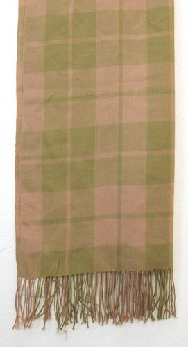 Acrylic Check Scarf in Olive with a chic pattern, offering warmth and versatile styling for winter outfits.