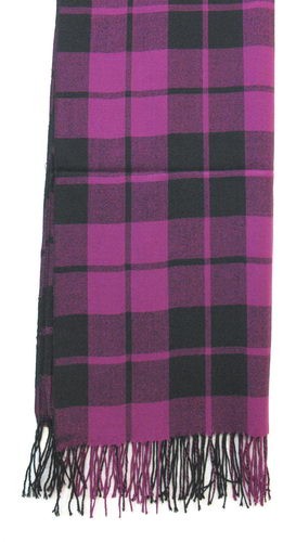 Cozy violet acrylic check scarf, perfect for adding warmth and style to winter outfits with its chic design.