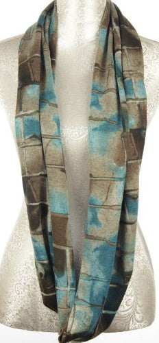 Aqua infinity scarf, 24cm x 150cm, versatile accessory for chic styling, warmth, and elegant outfit enhancement.