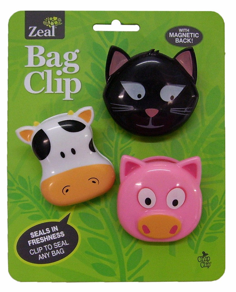 Farmyard Bag Clips featuring durable design, magnetic back, and whimsical farm theme for sealing bags and displaying notes.