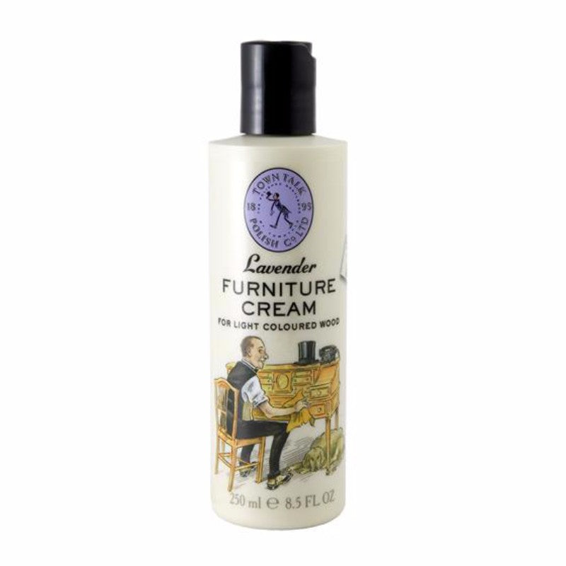 Lavender Light Wood Furniture Spray in a 250ml bottle, enhances and protects wooden surfaces with a soothing lavender scent.