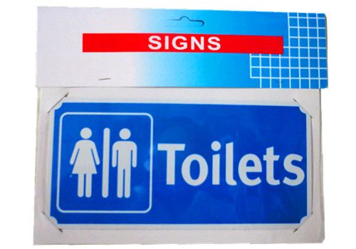 Set of 6 durable toilet signs (20 x 30cm) for clear restroom identification in any setting.