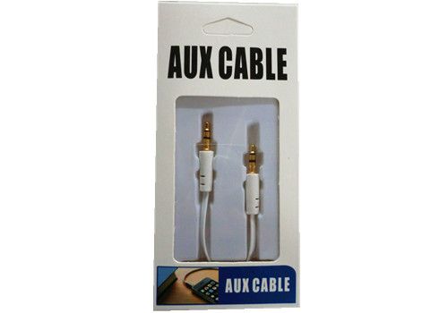 Premium 1m Aux Cord with 3.5mm plug for seamless audio connection to devices, ensuring high-fidelity sound quality.