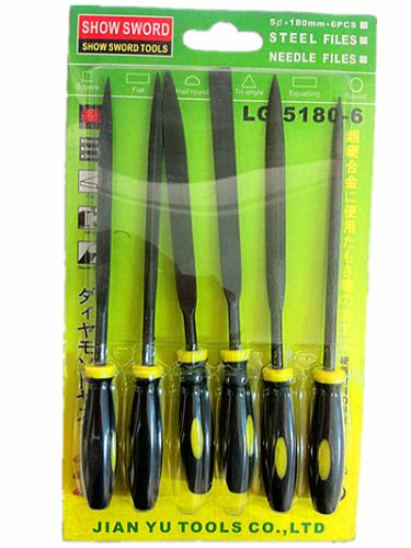 6-piece set of steel needle files for precision filing, including various shapes for versatile crafting and DIY projects.