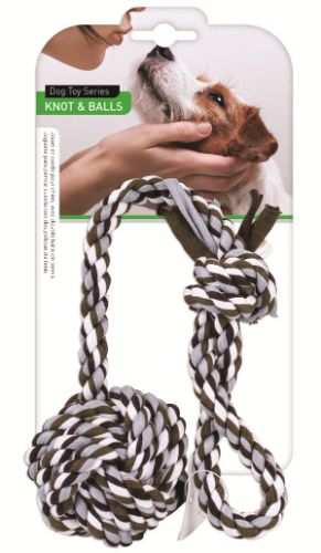 Durable dog rope toy set with knots and vibrant balls, perfect for tug-of-war and interactive play for small to medium breeds.
