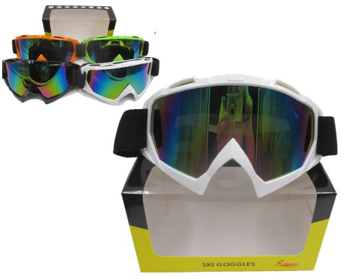Set of 2 assorted ski goggles (18 x 9 cm) with anti-fog technology for clear vision and a secure, comfortable fit.