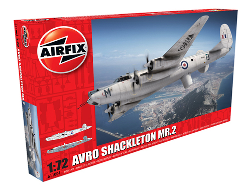 1:72 scale model of the Avro Shackleton MR2, featuring 269 parts and iconic dual 20mm cannons, celebrating British aviation history.