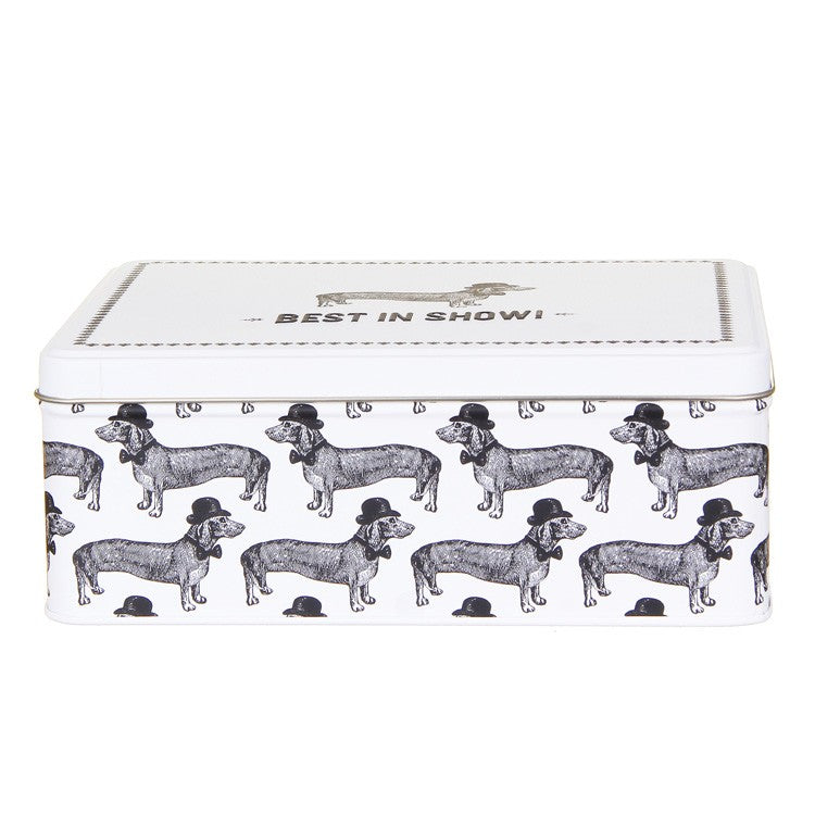 Stylish Alice Scott 'Best in Show' Bakery Tin with airtight lid, ideal for storing baked goods and organizing home items.