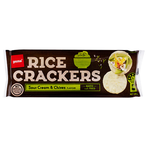 Pams Sour Cream & Chives Flavour Rice Crackers 100g