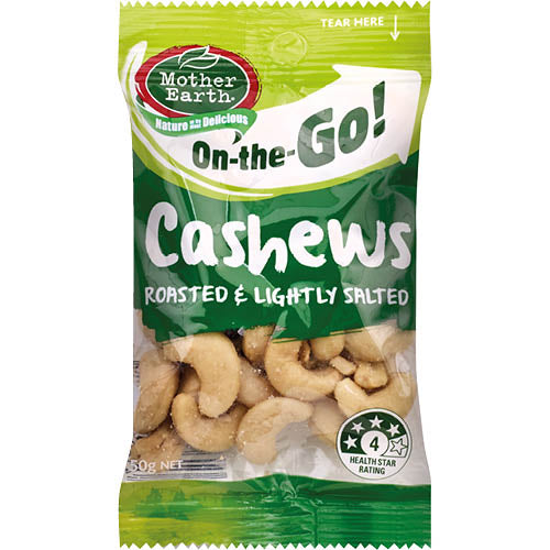 Mother Earth Roasted & Lightly Salted Cashews 12 x 50g
